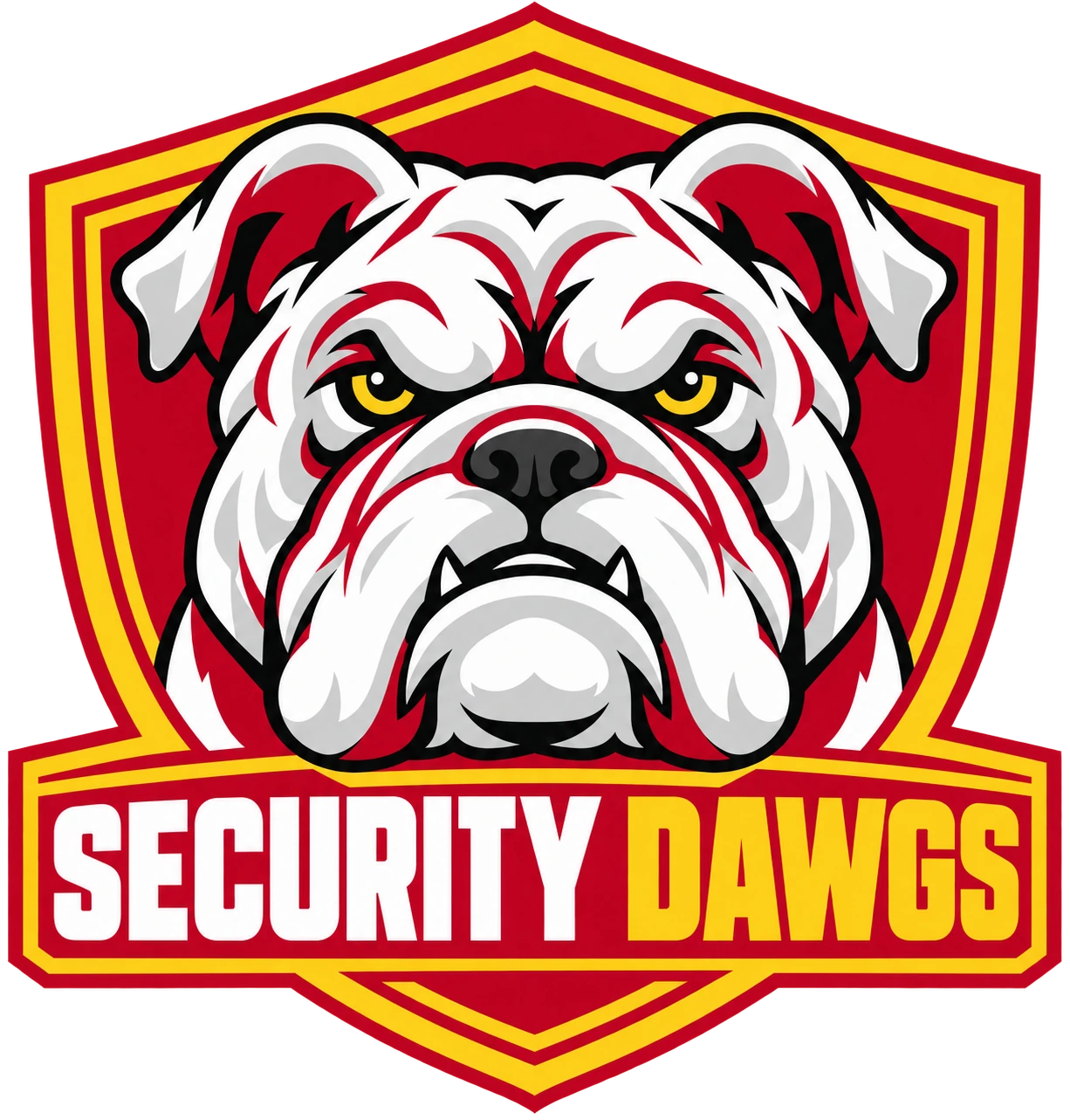 Security Dawgs — bulldog in a crimson and gold shield